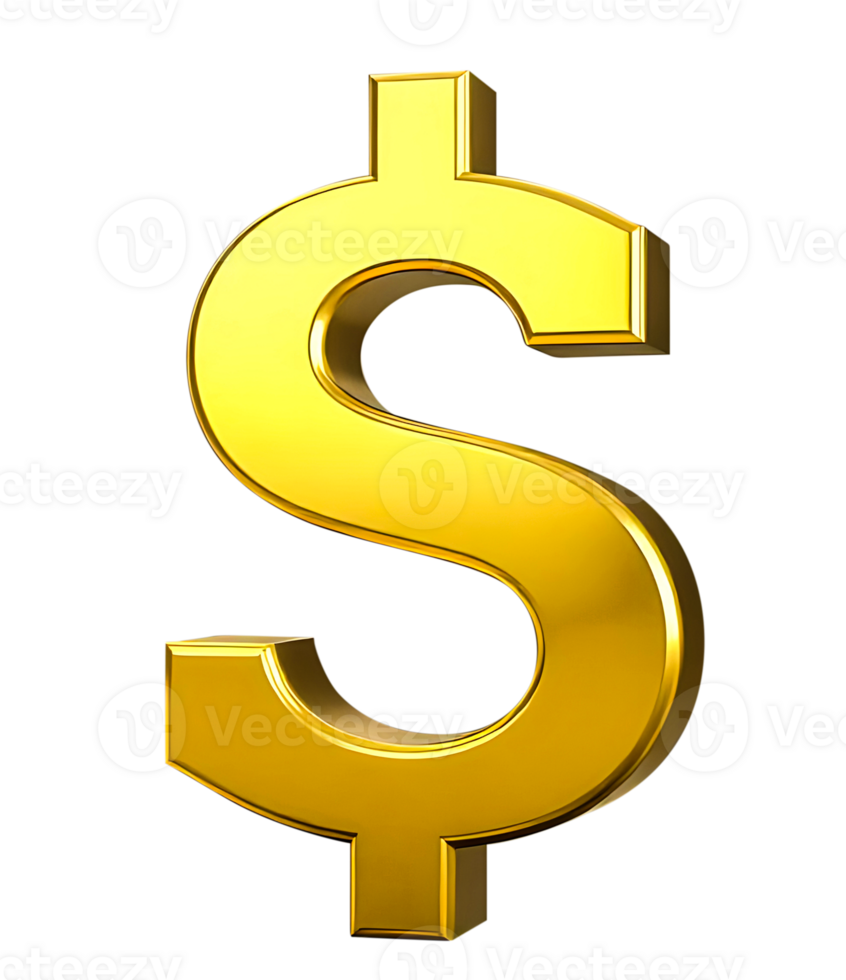 3d golden us dollar sign currency symbol transparent background illustration of money and gold dollar sign png
