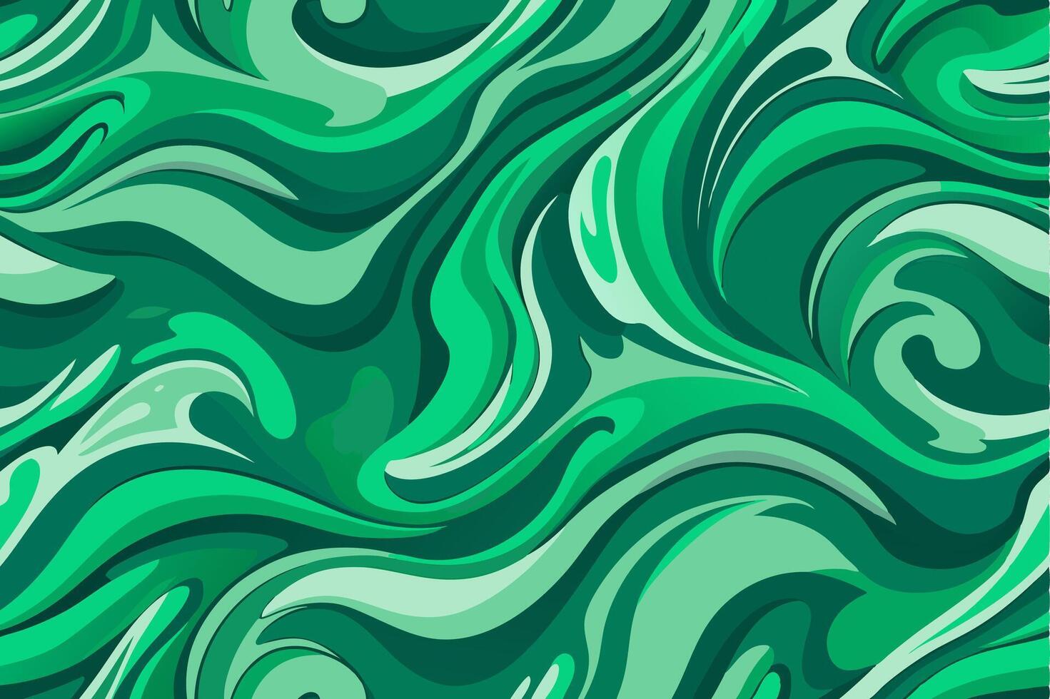 Green abstract background with waves vector
