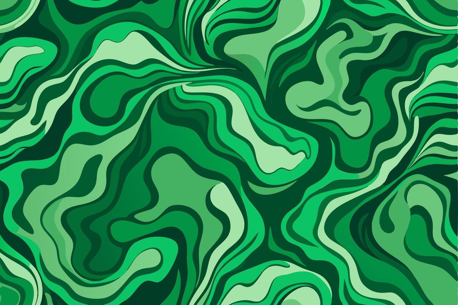 Green abstract background with wavy lines vector