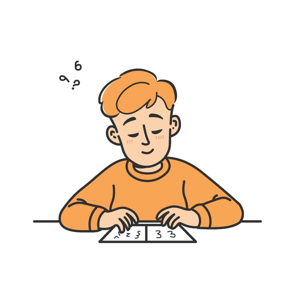 Focused Learning A Flat Design of a Child Studying vector