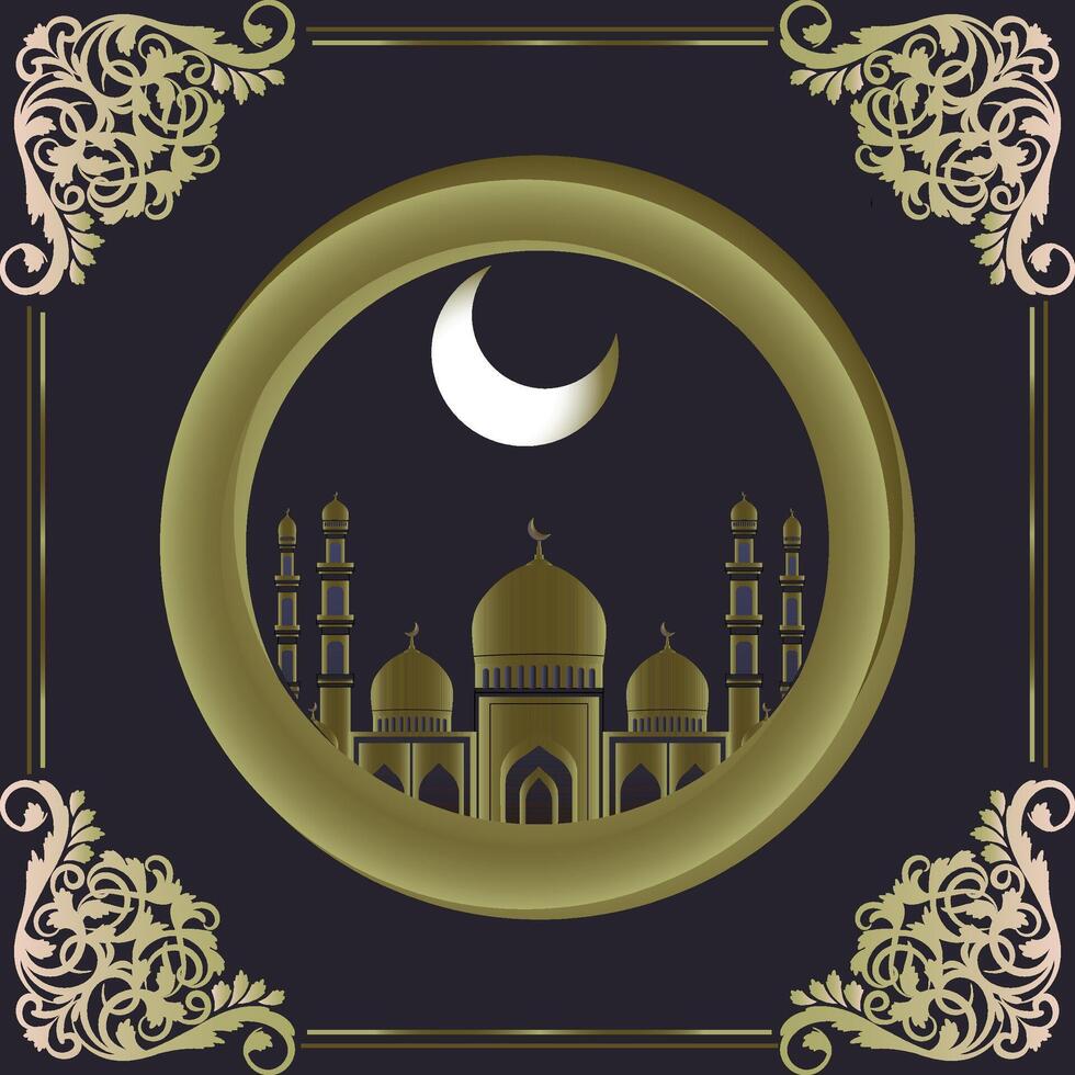 Happy eid mubarak golden color background design. vector
