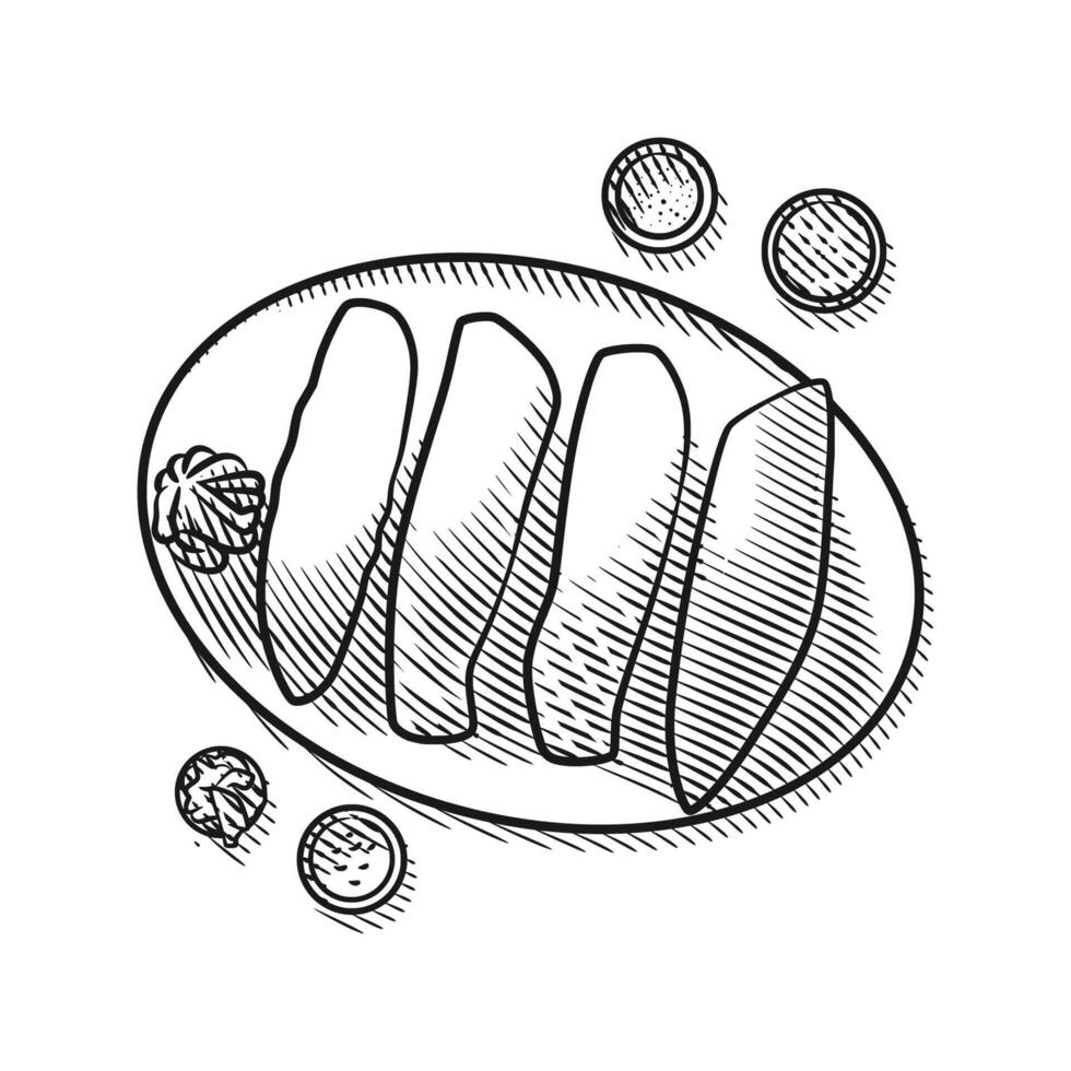 Detailed Sushi Illustration in Elegant Line Art Engraving Style vector