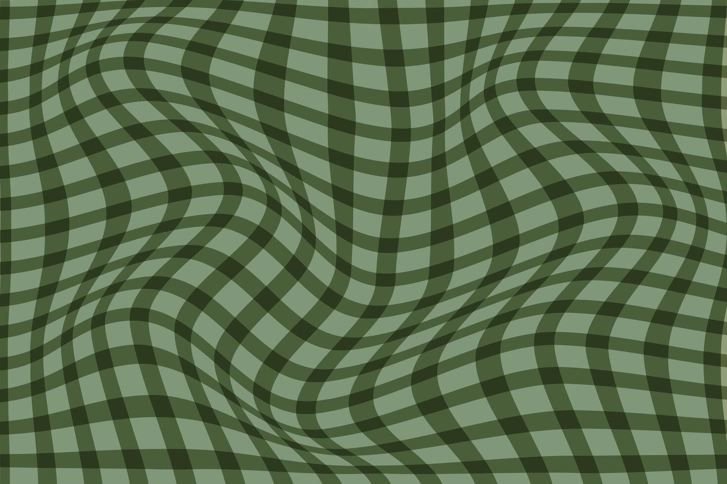 simple abstract light deep ancient color line plaid check tartan gingham wavy line pattern that can be used as a background or texture warped green checkered grid illusion vector