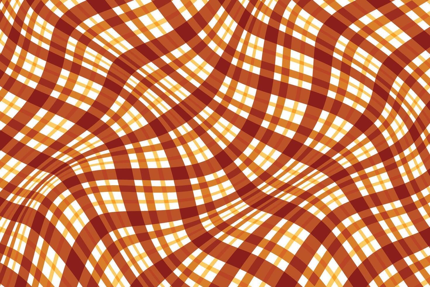 simple abstract lite dark orange brown color wavy distort plaid check line pattern brown orange wavy checkered background with a pattern of squares vector