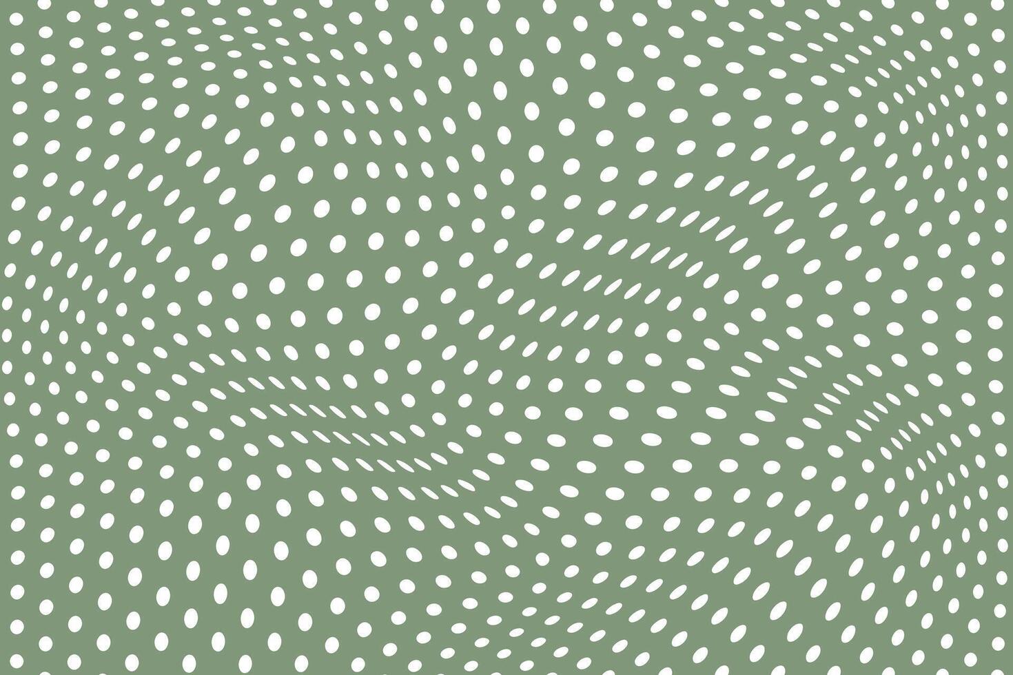 simple abstract white color small polka dot wavy distort pattern on ancient color background wavy dot grid optical illusion in sage green vector