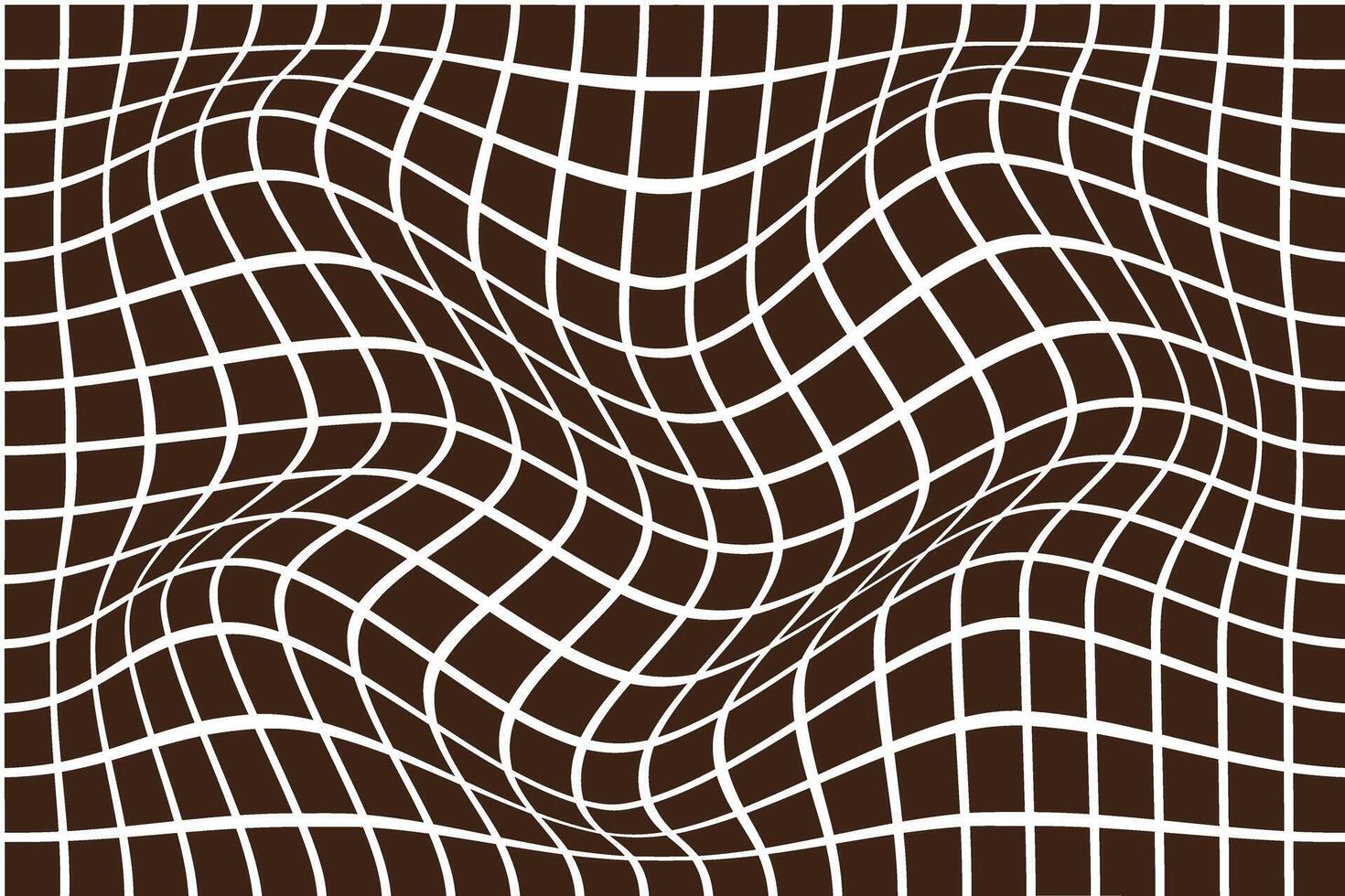 simple abstract dark brown color square box wavy pattern warped grid illusion vector