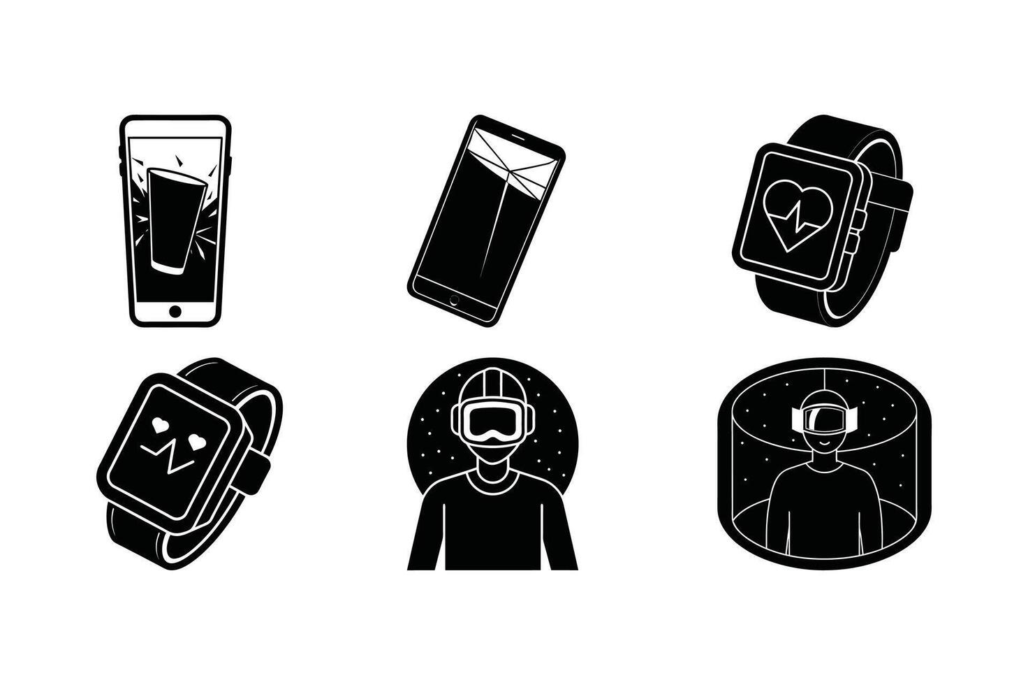 Smartphone Smartwatch VR Linocut Design vector