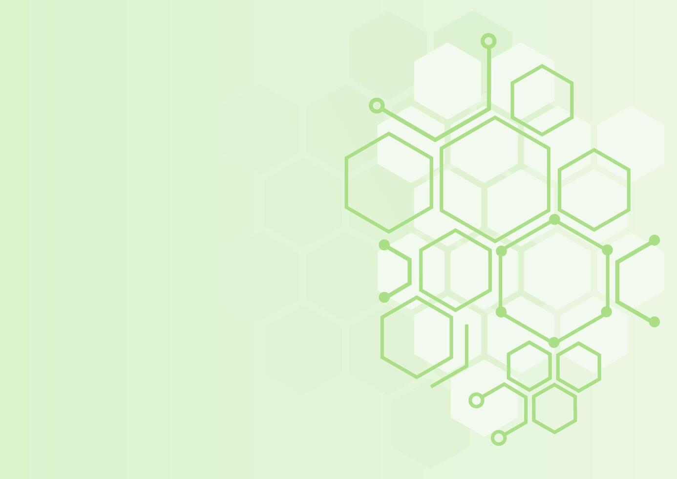 a green background with hexagons and lines vector