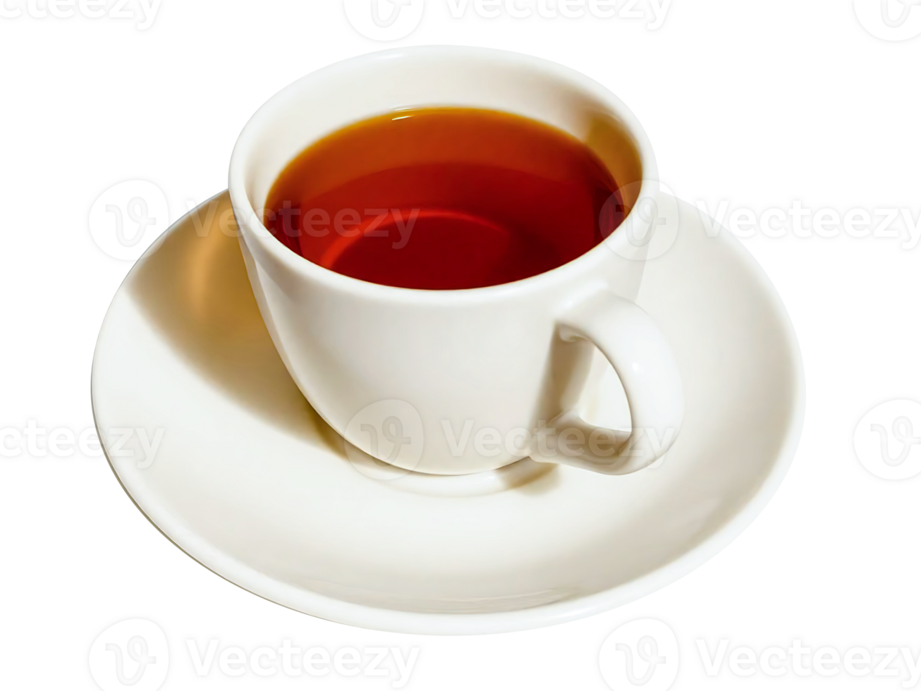 A cozy white teacup with rich amber liquid on a matching saucer conveying warmth for elegant tea designs png