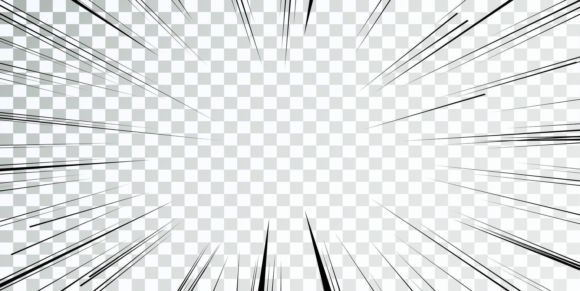 Manga lines. Comics book action. Speed lines frame. carton retro vector