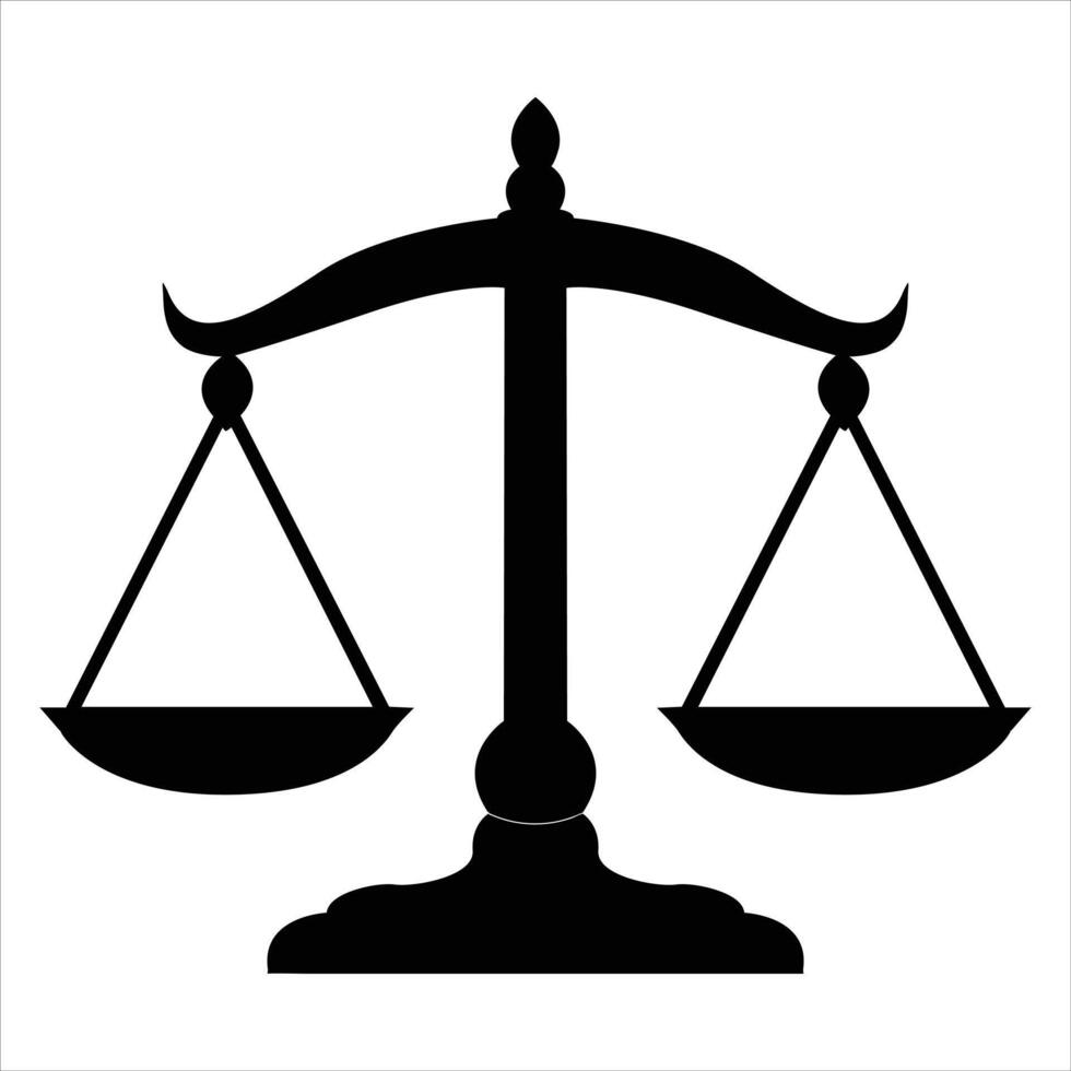 scales of justice silhouette on white background vector