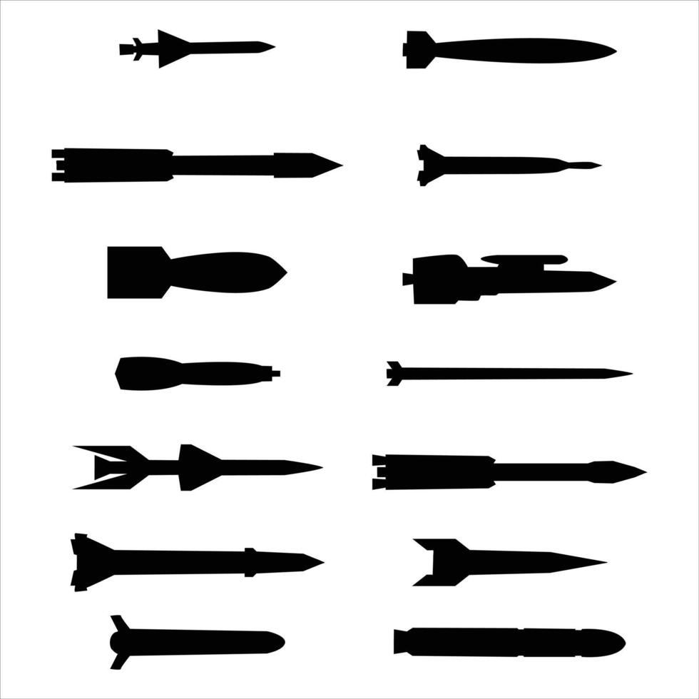 Ballistic missile illustration set vector