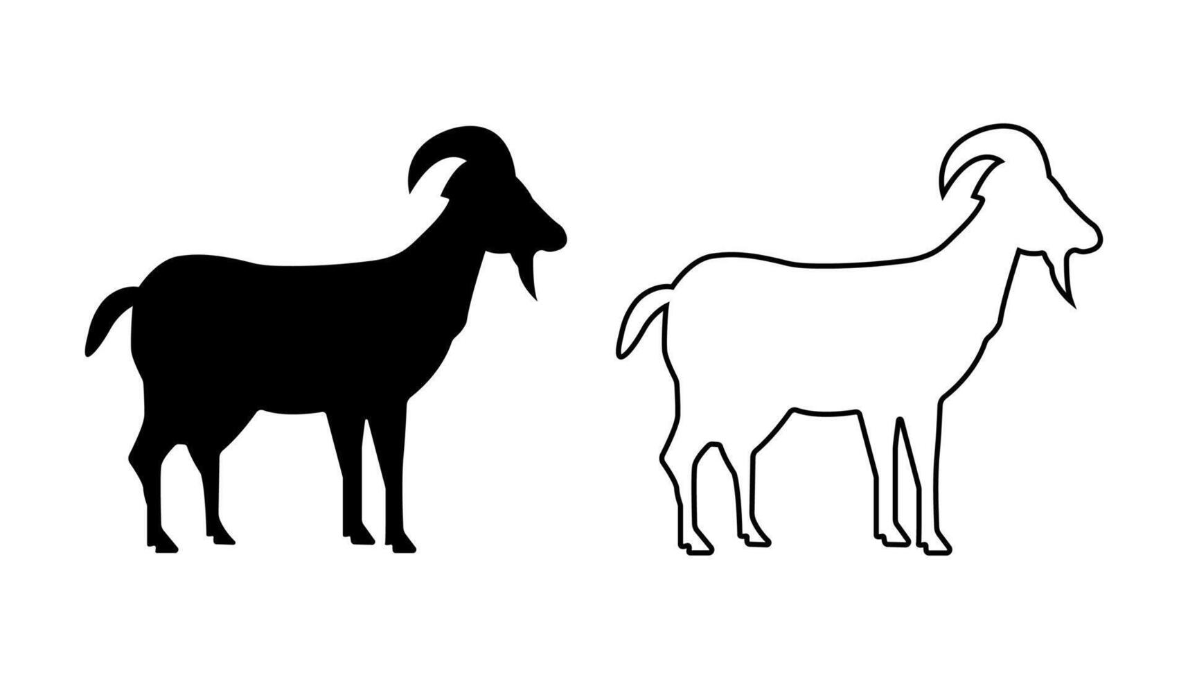 Goat silhouette icon symbol logo black design and line art. vector