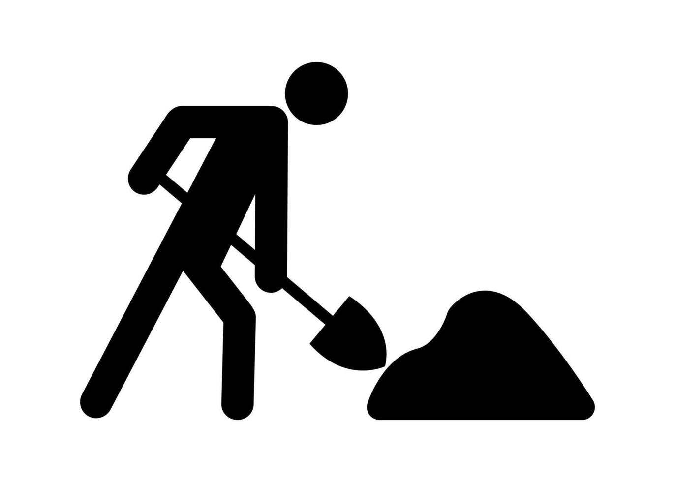 Construction worker silhouette icon. stickman black doodle icon. vector