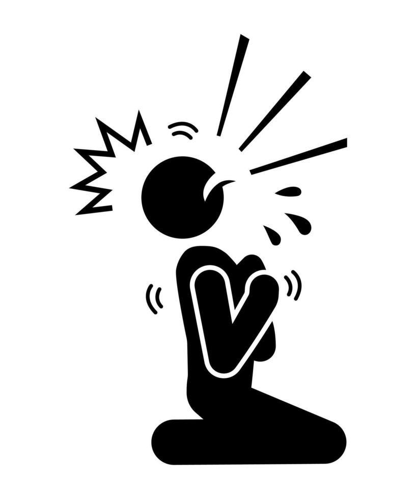 Stickman angry and frustrated. Cartoon stick figure pictogram icon. vector