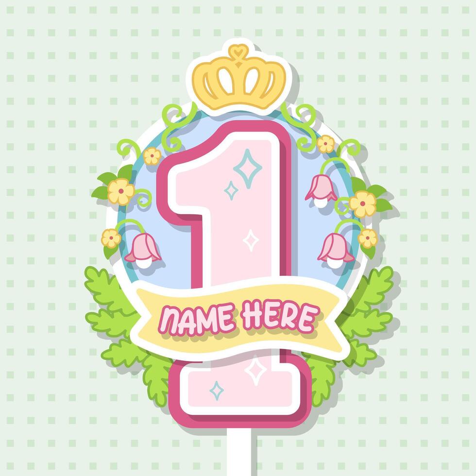 adorable personalized cake topper design for decoration element vector