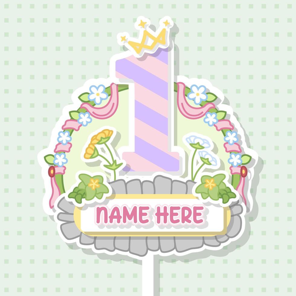 hand drawn crown cake topper design for cake decoration element vector