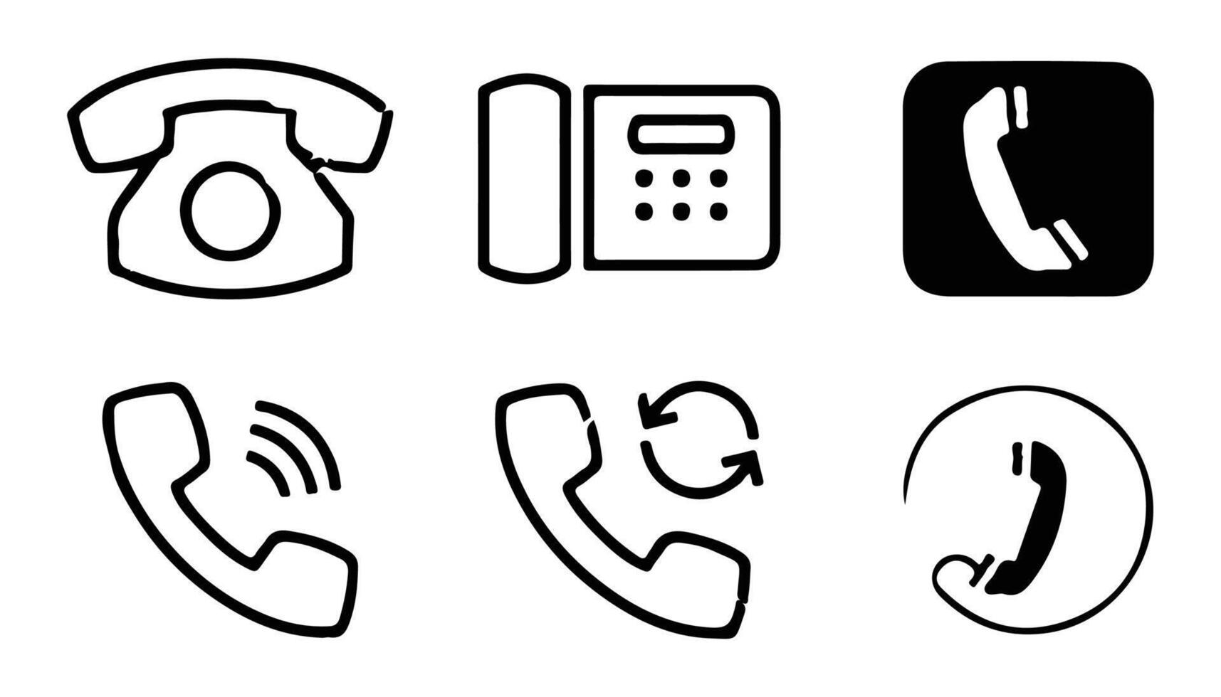 Old typical free phone icon set. illustration EPS10 vector