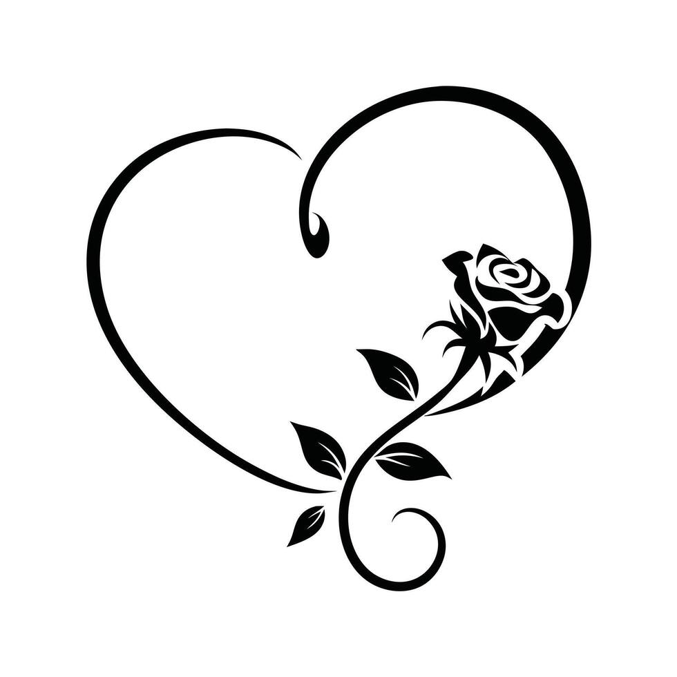 Elegant heart and rose design isolated on white background illustration vector