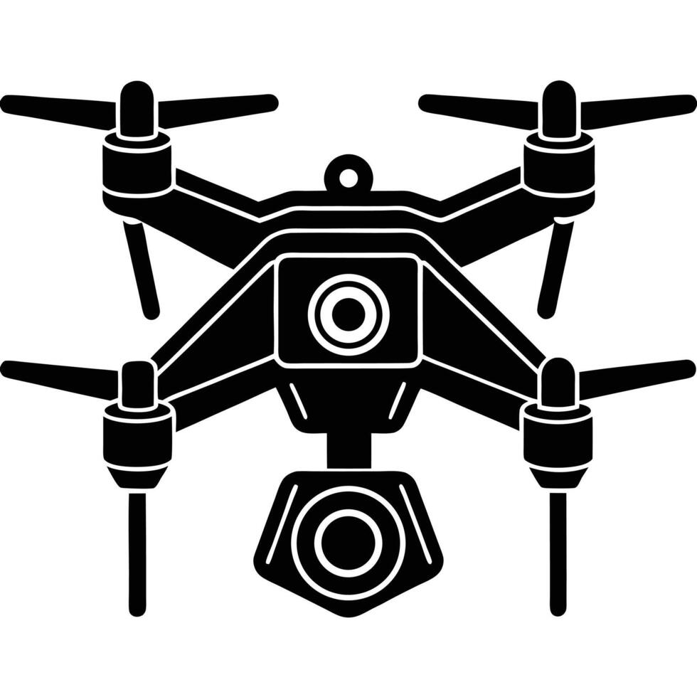 Black drone illustration for aerial photography and videography projects vector