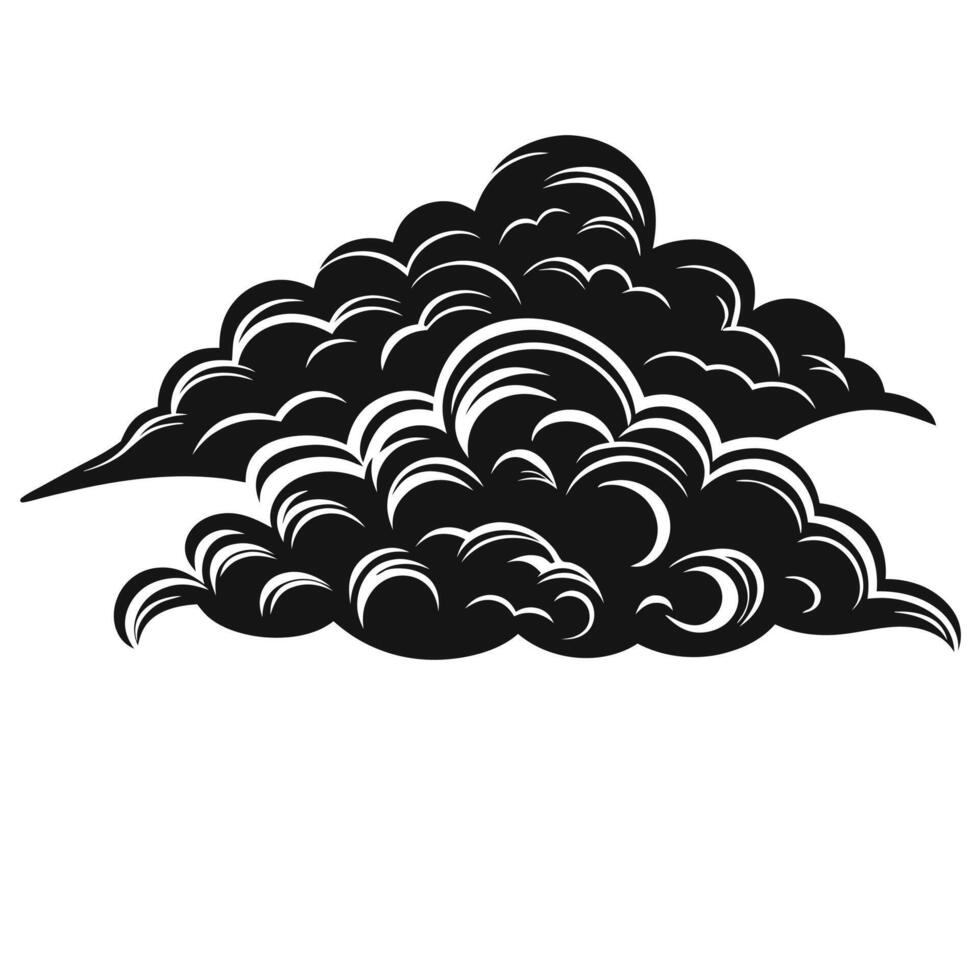 Stylized black cloud illustration weather icon design isolated on white vector