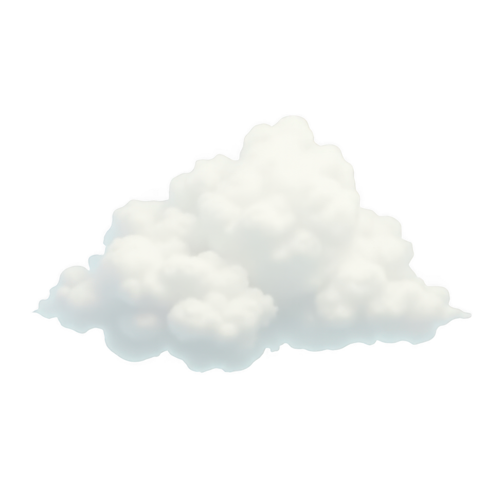 A fluffy, whimsical cumulus cloud floats serenely against a clear sky, depicted in a soft, dreamy style. png