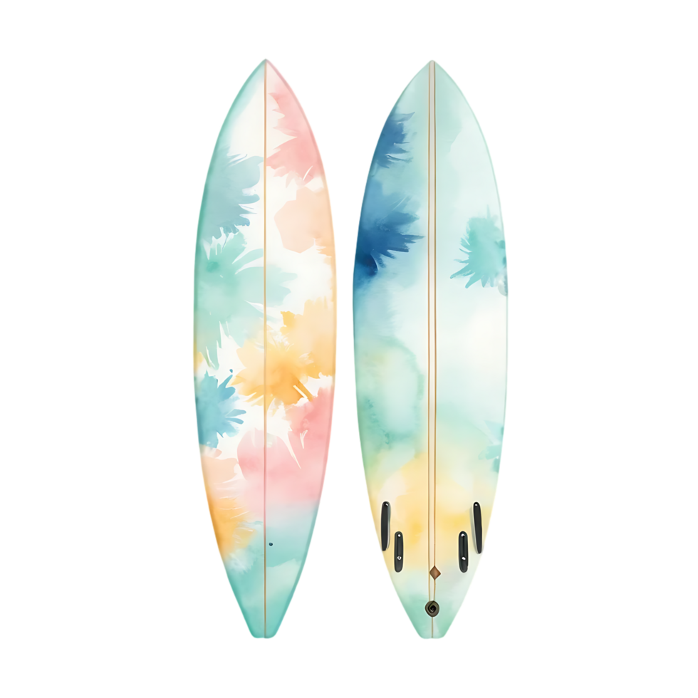 Colorful Surfboards Watercolor Design on Transparent Background png