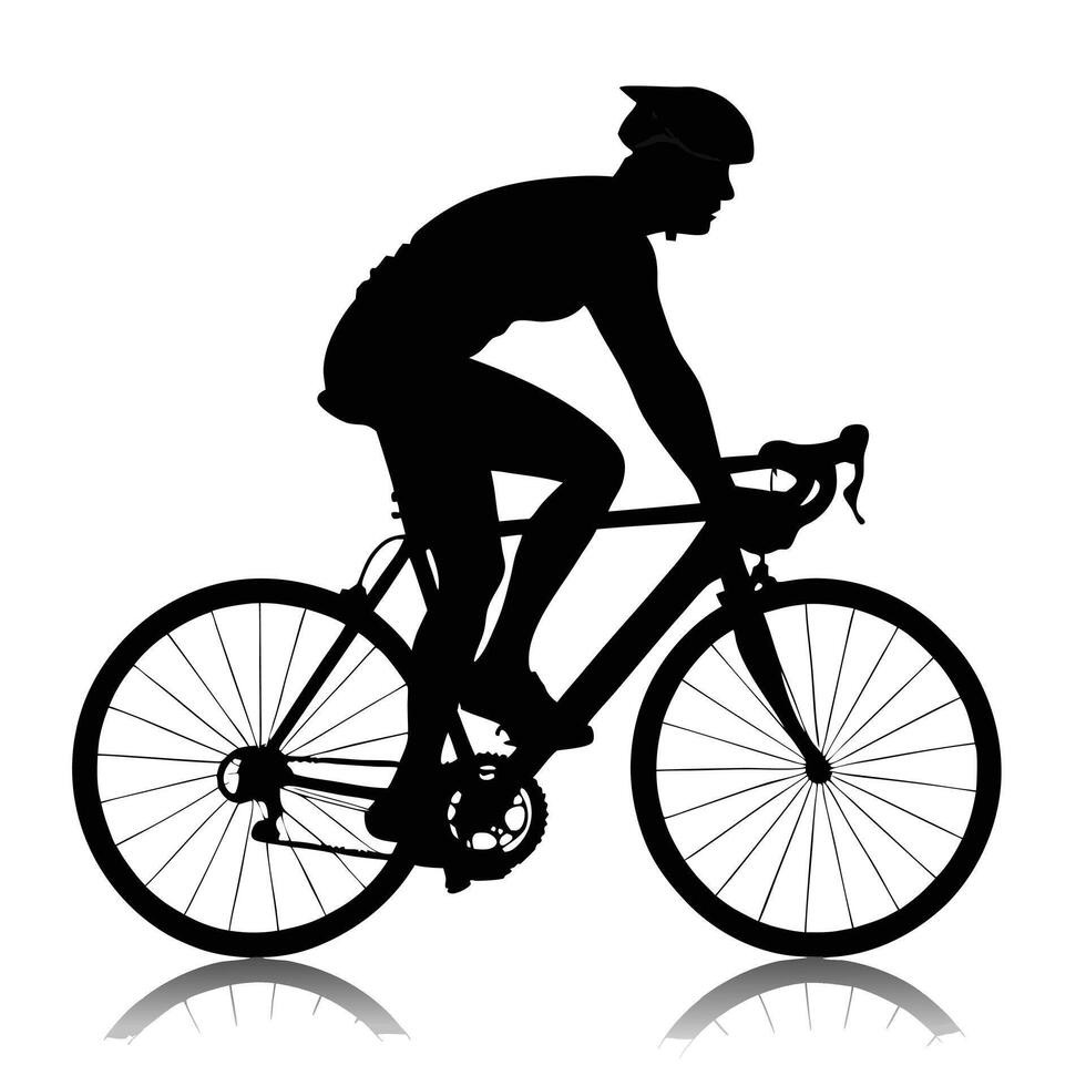 Cyclist silhouette riding a road bike on a white background vector