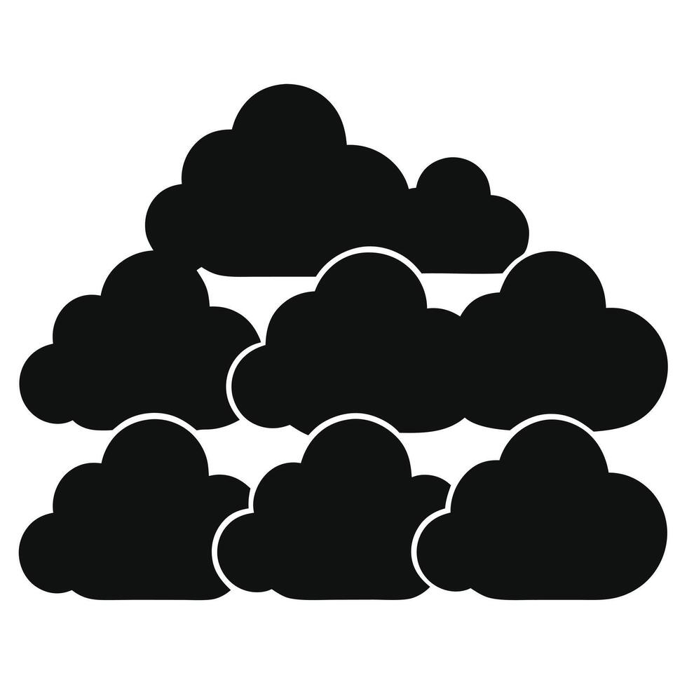 Black cloud silhouette collection of weather elements and natural atmosphere illustration vector