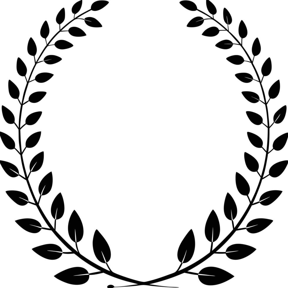 Black laurel wreath illustration isolated for victory symbol or frame design vector