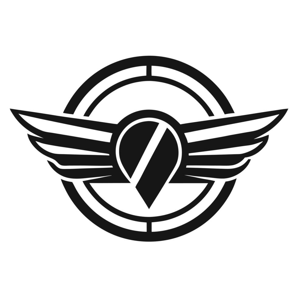 Black wings badge icon circular shape flat design illustration vector