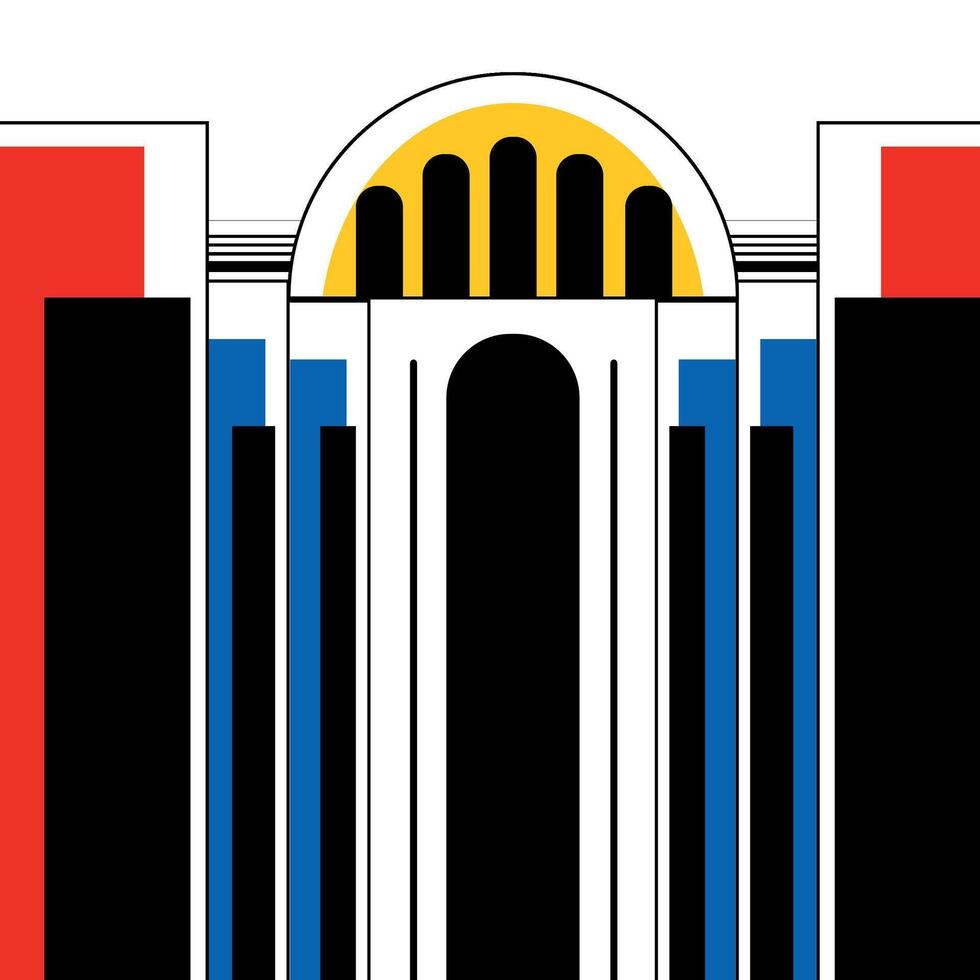 architecture bauhaus style card vector