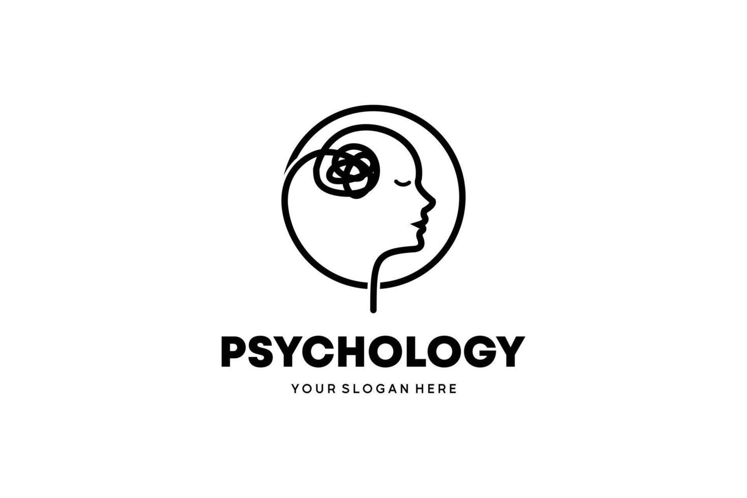 head with abstract lines for psychology logo, mind consulting or therapy services vector