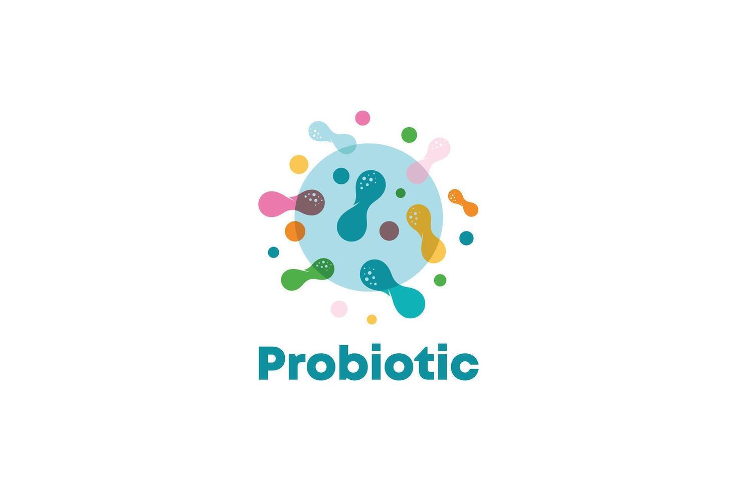illustration of probiotic bacteria logo design in colorful style. Healthy nutrition ingredients. vector