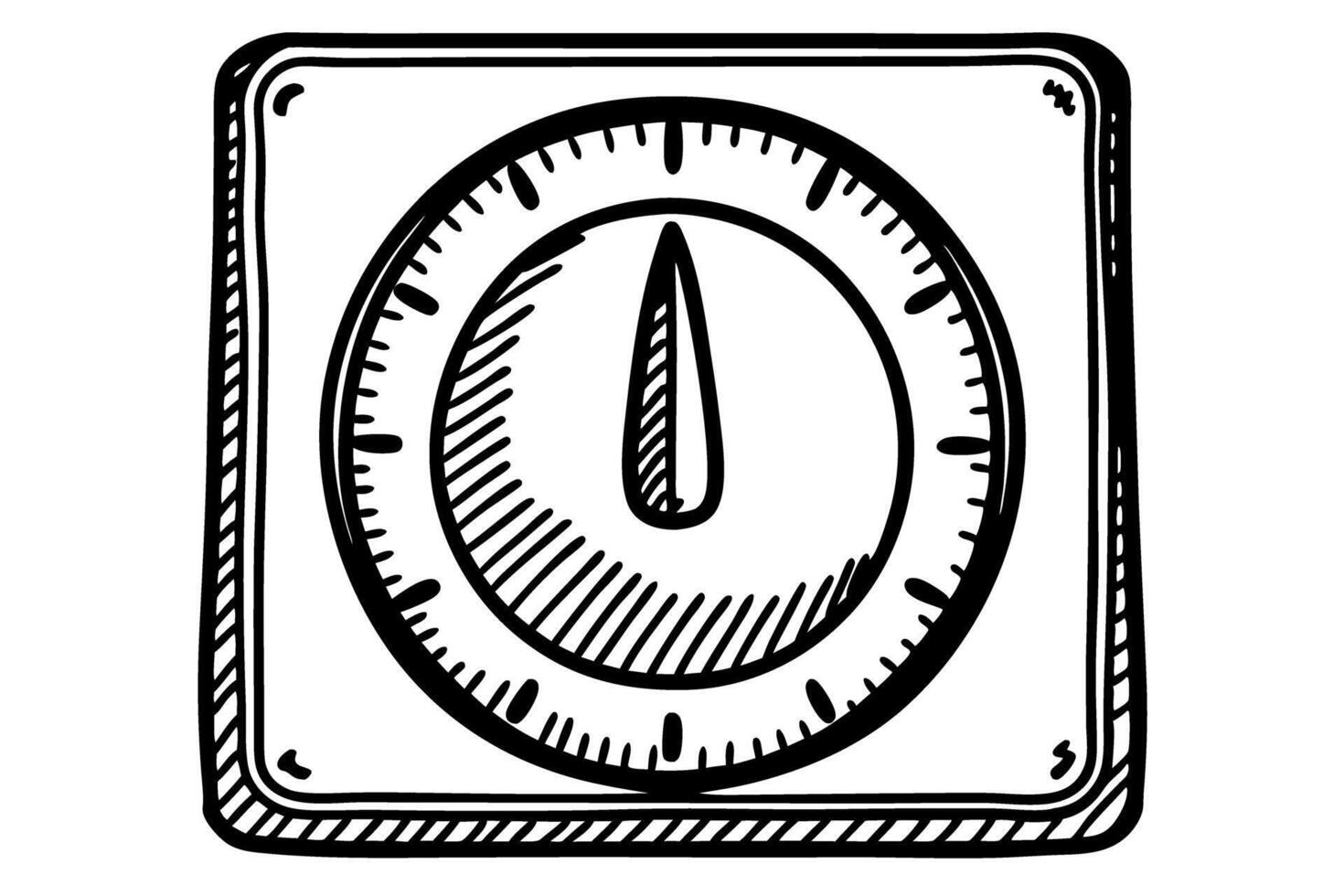 kitchen timer illustration vintage mechanical dial with hand drawn for cooking time management vector