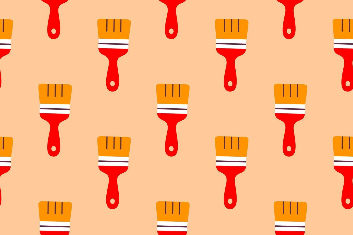 Seamless pattern with red and yellow paintbrushes on orange background vector