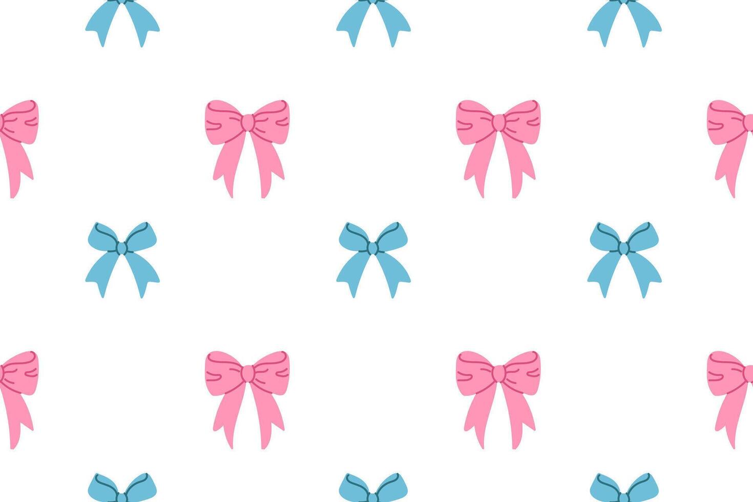 Pink and blue bows arranged in a clean seamless pattern on white background vector