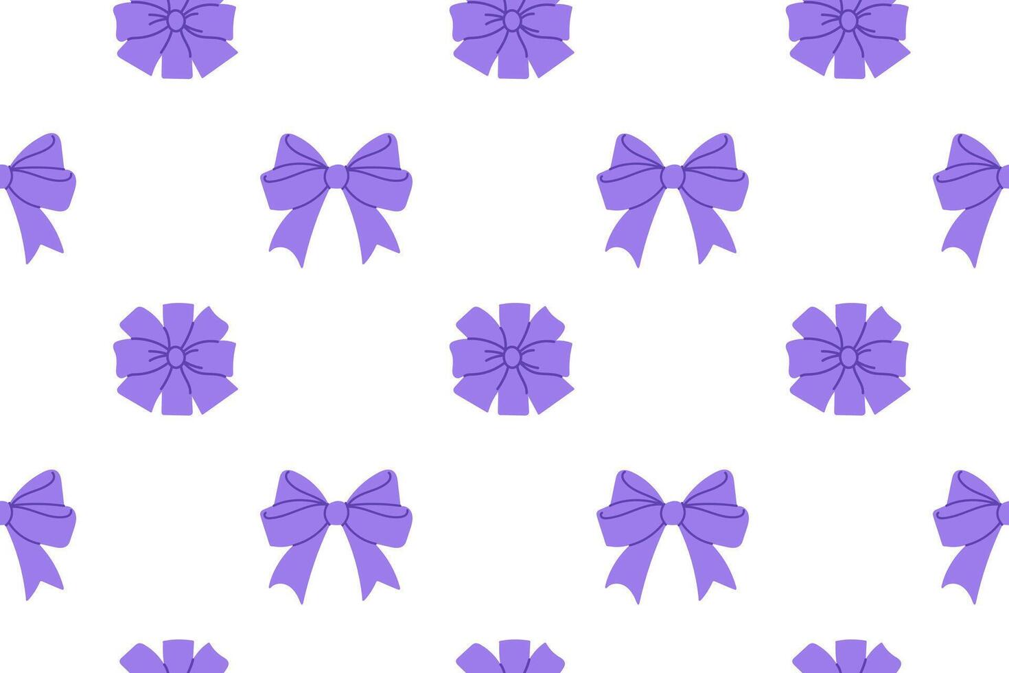 Purple bows and rosettes in seamless pattern on white background vector