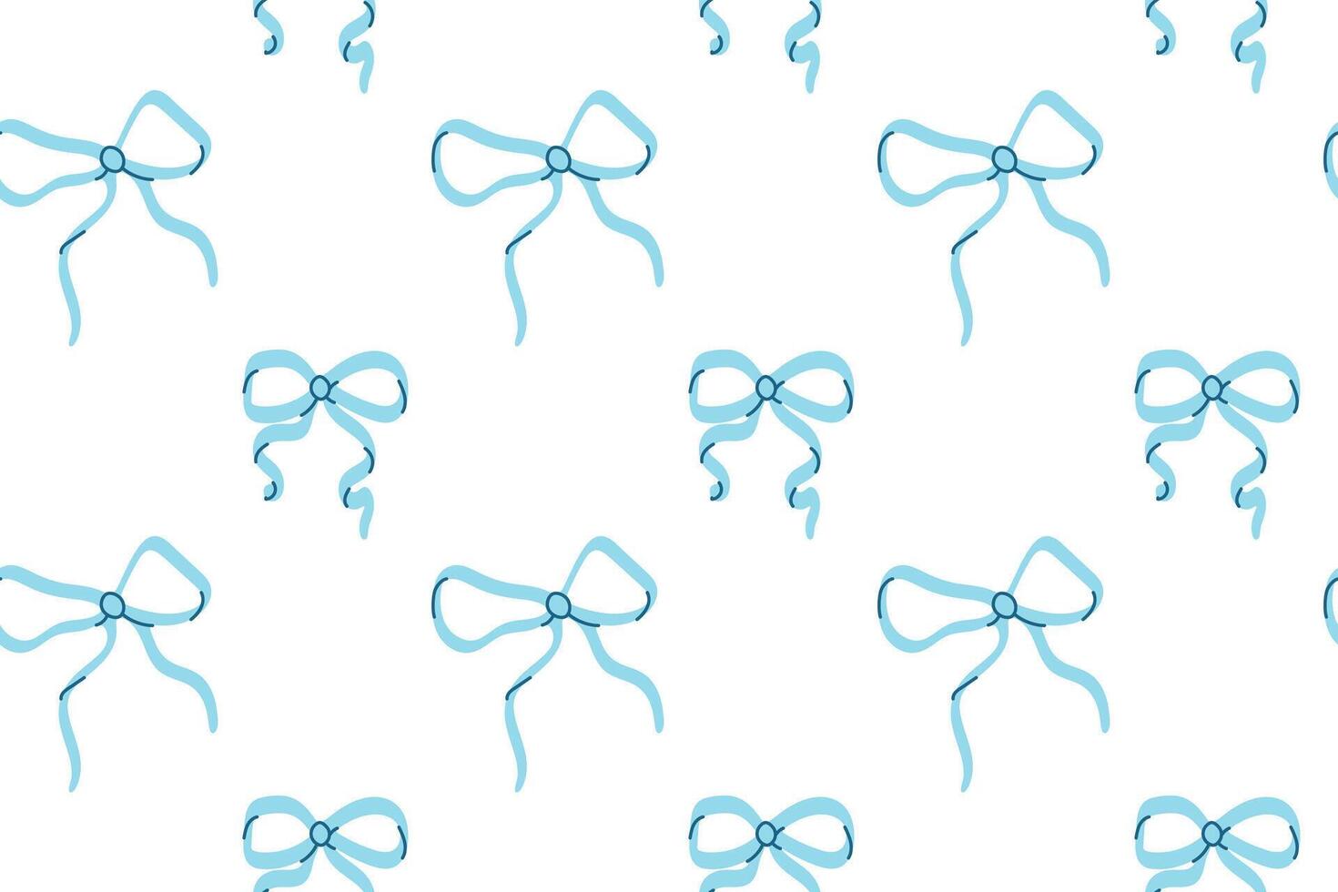 Seamless pattern of light blue ribbons with loops on white background vector