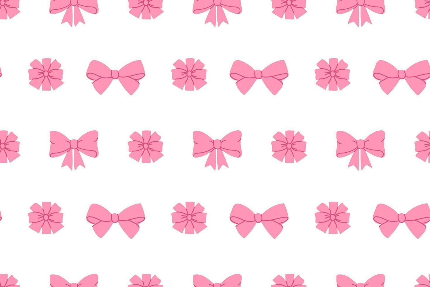 Pink bows and round rosettes in repeating pattern on white background vector