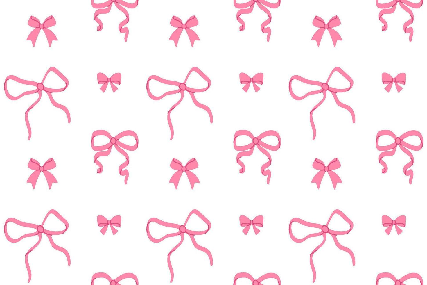 Seamless outline pattern with hand-drawn pink bows on white background vector