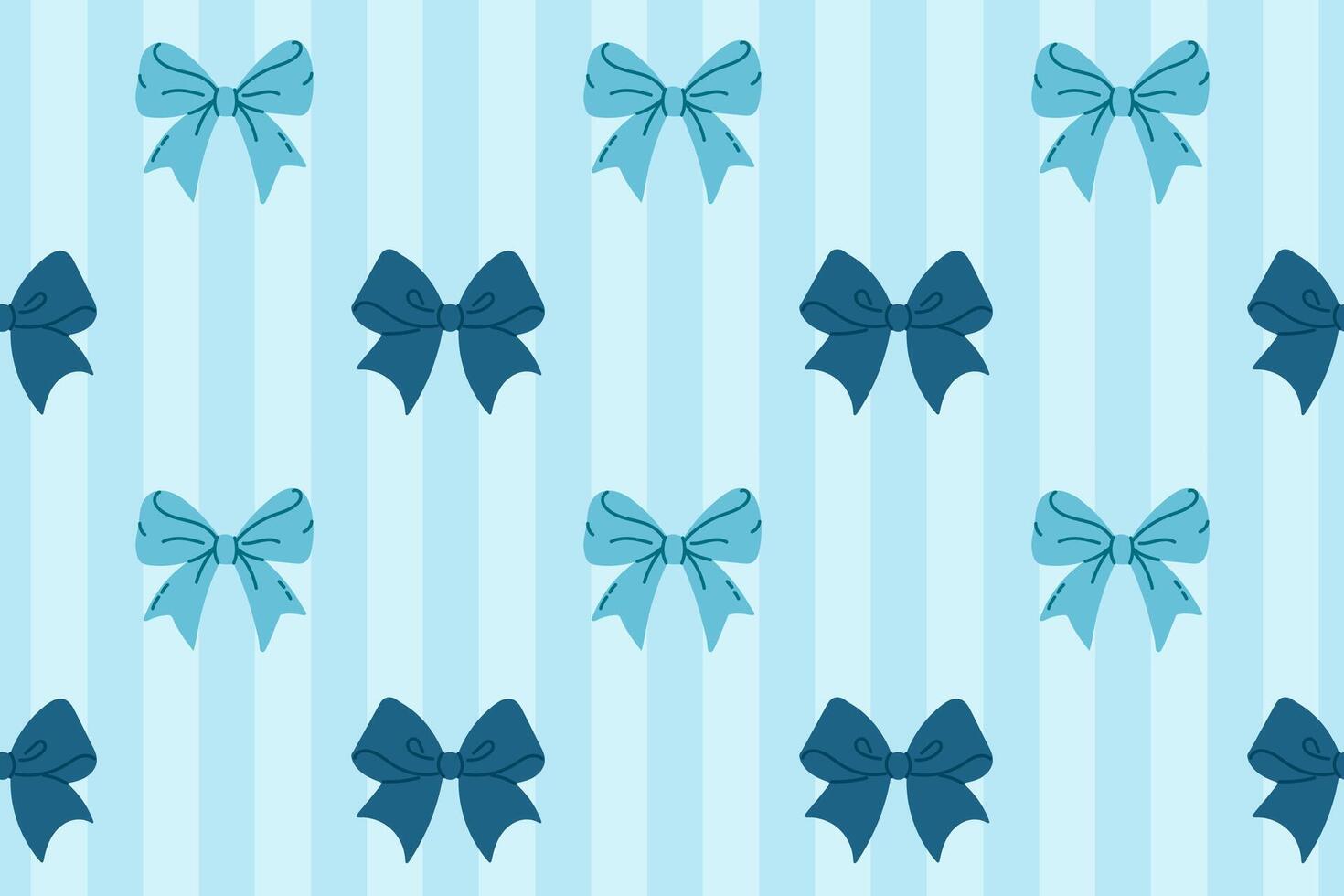 Seamless pattern with blue bows and vertical light stripes vector