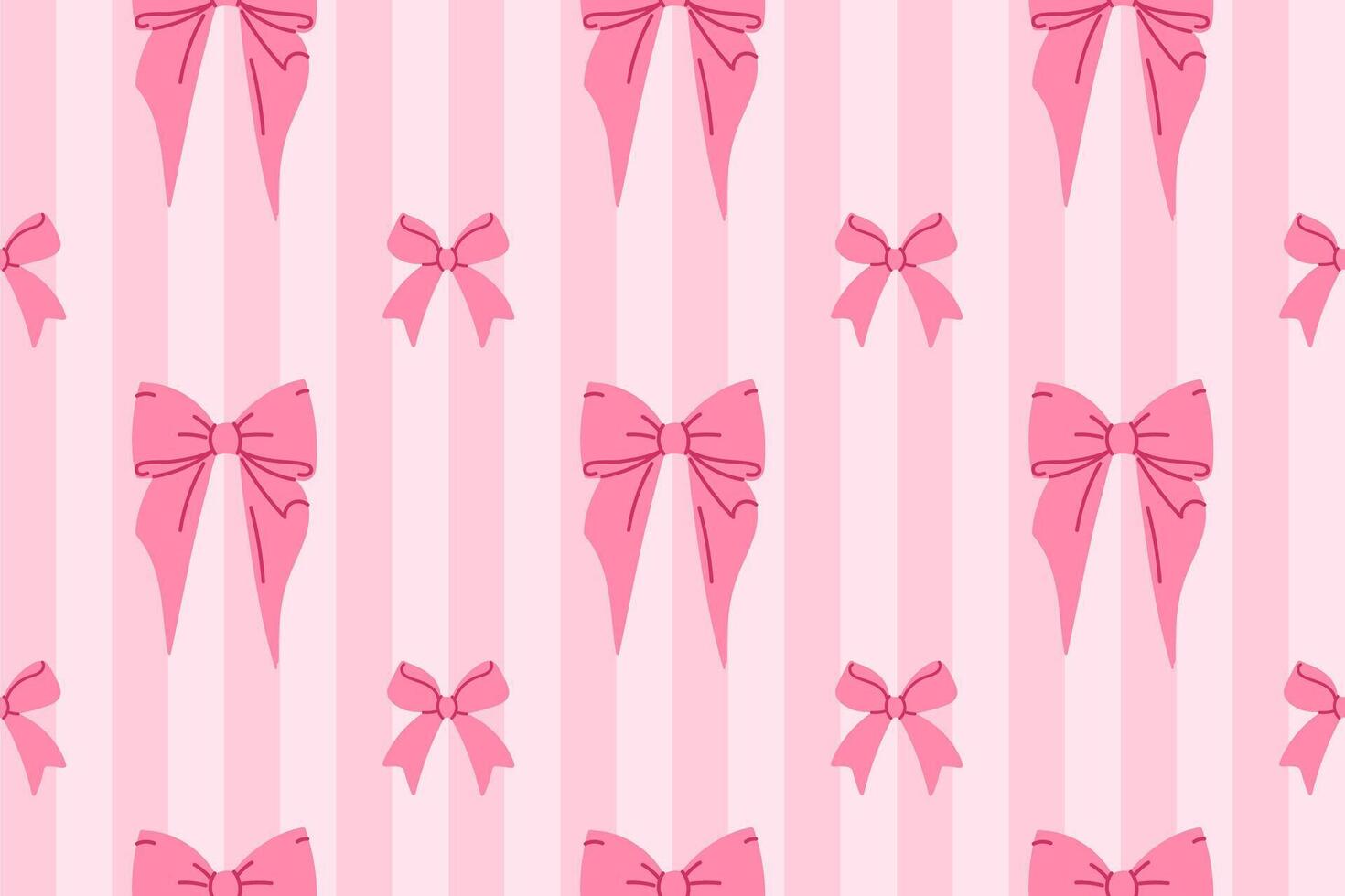 Pink decorative bows repeated on soft striped pink background, perfect for feminine and festive packaging designs vector
