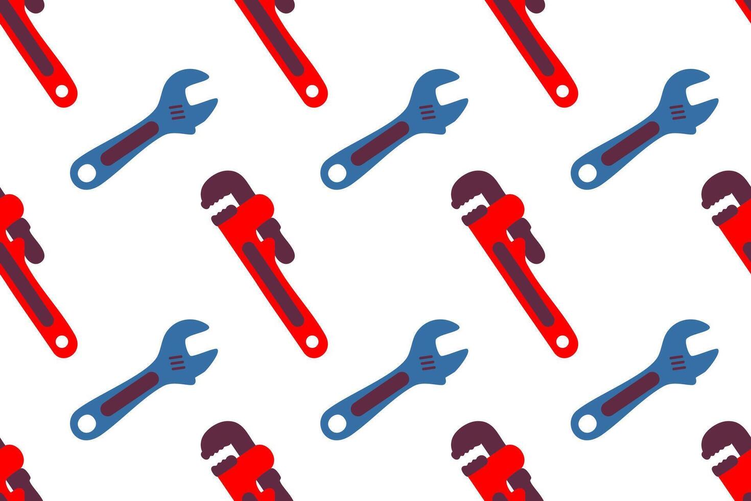 Seamless pattern with wrenches and pipe wrenches on white background vector