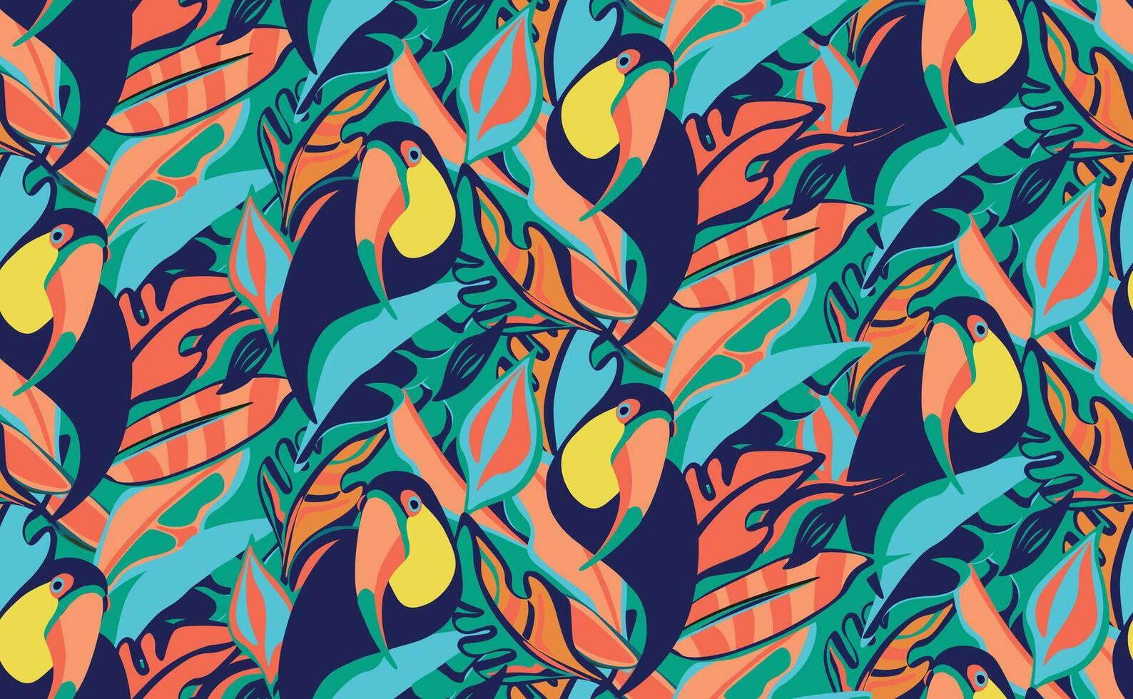 a colorful pattern with tropical leaves vector