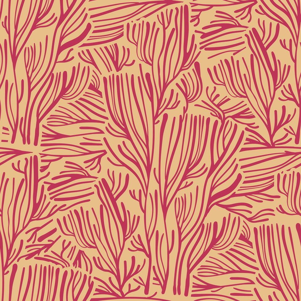 seamless pattern with red and pink leaves vector