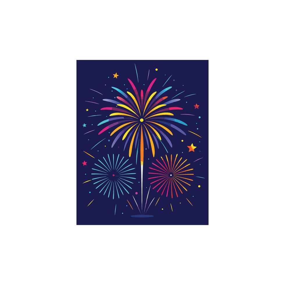Midnight Sparkle Fireworks Over the City vector