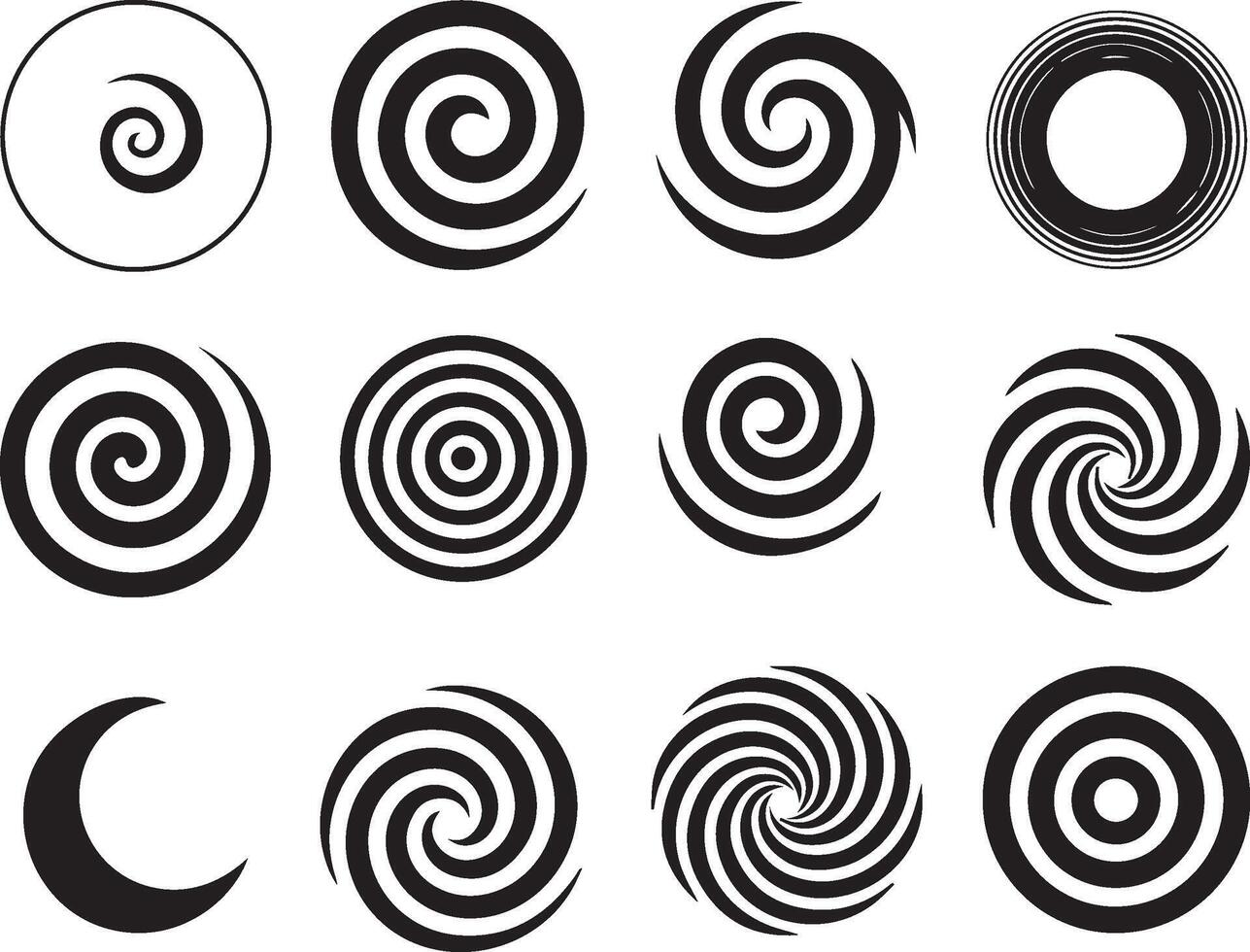 Abstract Spiral and Swirl Icons Collection vector