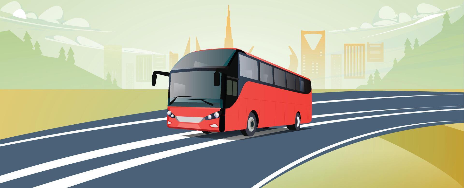 bus in the city road illustration vector