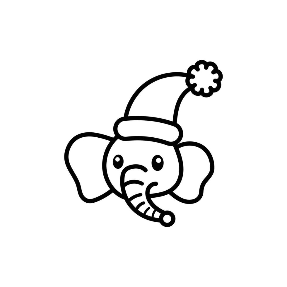 christmas baby elephant head vector